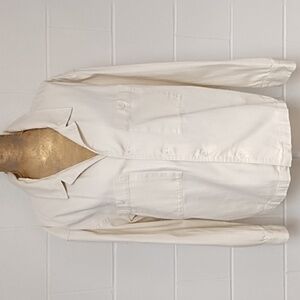 Original Use Large Cream Barn Coat Jacket 100% Cotton Texture Stripe Button Down